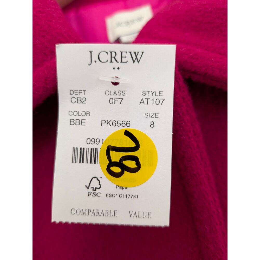 NWT Women's J.Crew Wool-Blend Lady Day Coat Brilliant Berry US Size 8 - Picture 5 of 8